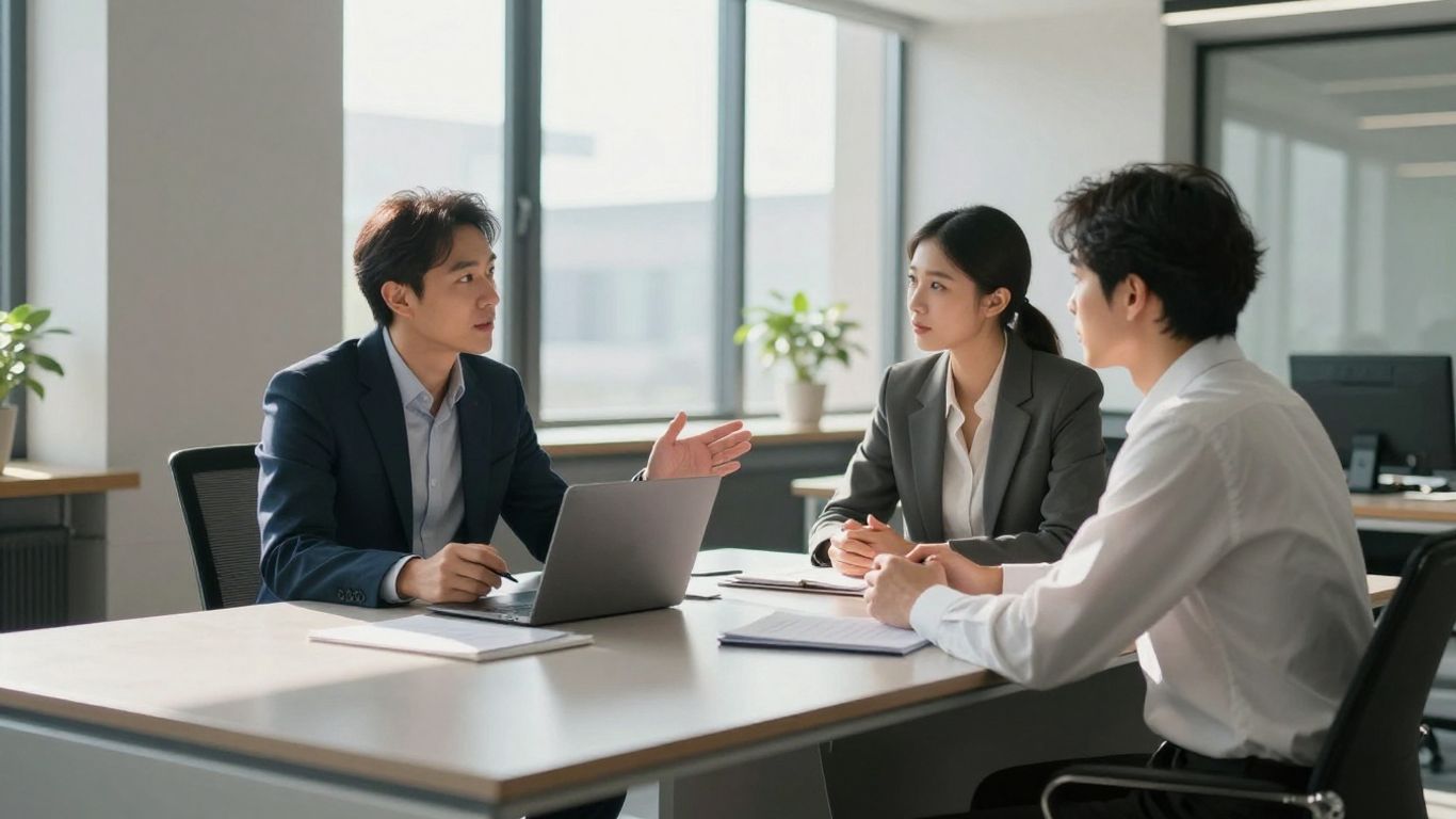 Berater und Kunde im Gespräch im Büro