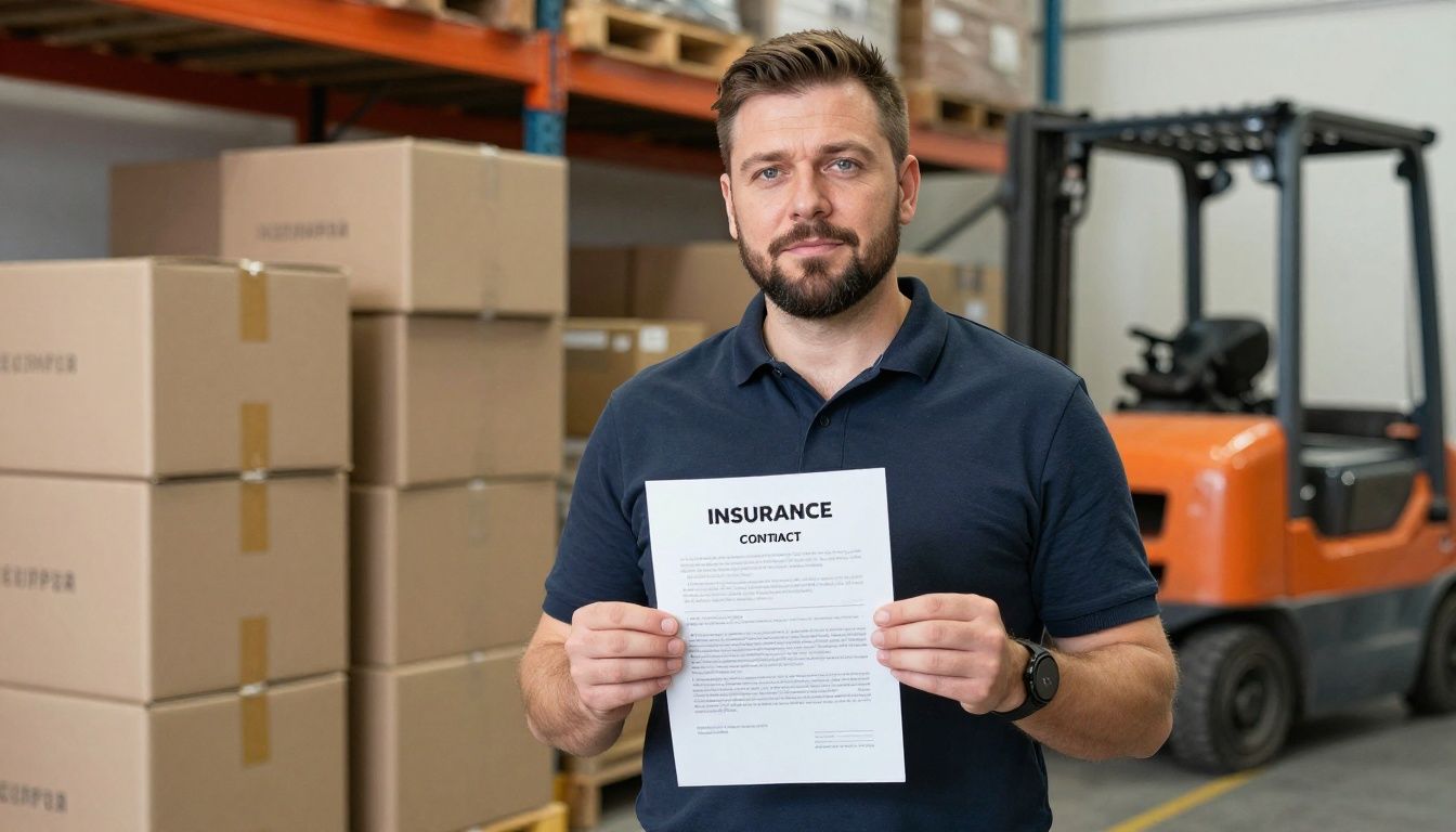 Online seller holding insurance contract in warehouse.