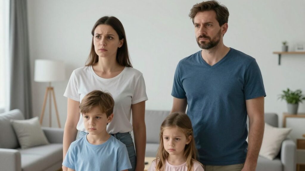 Family looking worried about healthcare reform changes.