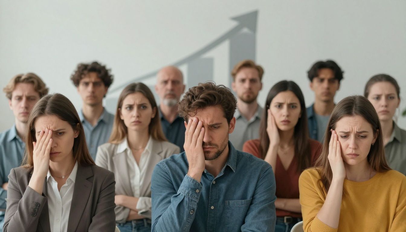 Worried Europeans facing rising healthcare costs and regional differences.