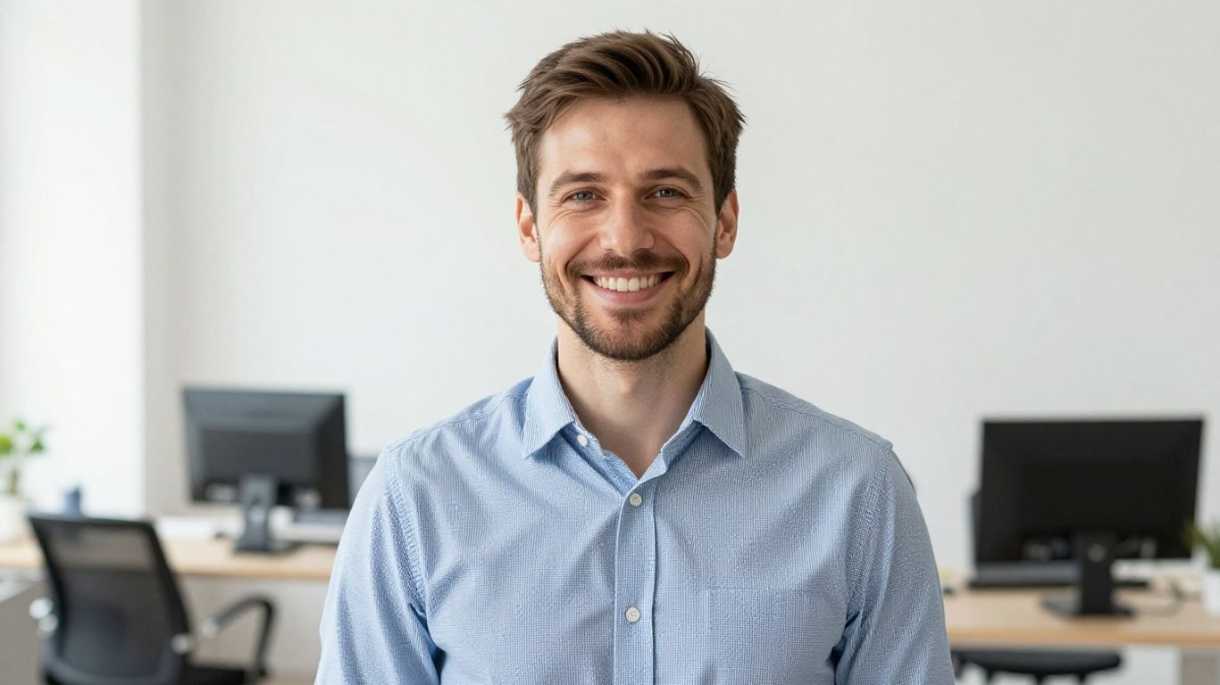 Lächelnde Person in modernem Umfeld
