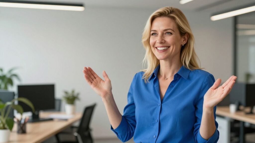 Lächelnde Frau in modernem Büro