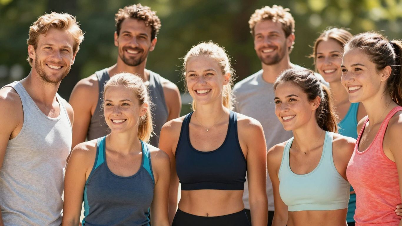 Gesunde Europäer lächeln in der Sonne