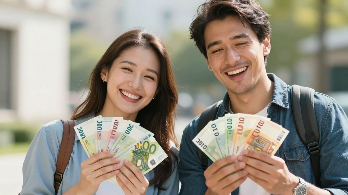Glückliche Europäer mit Geld