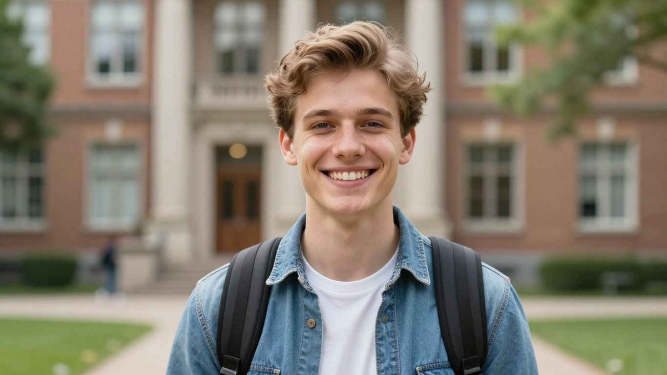Lächelnder Student in heller Umgebung