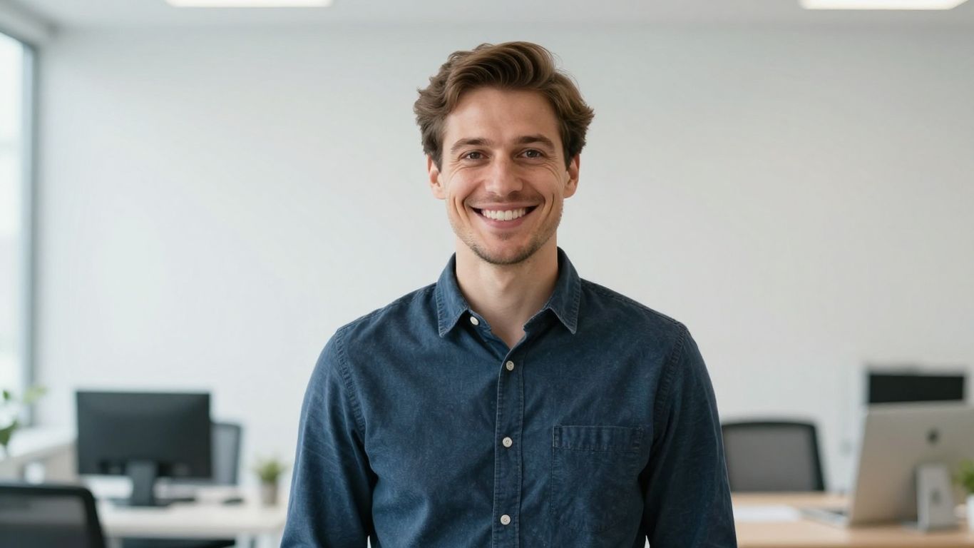 Lächelnde Person in modernem Büro