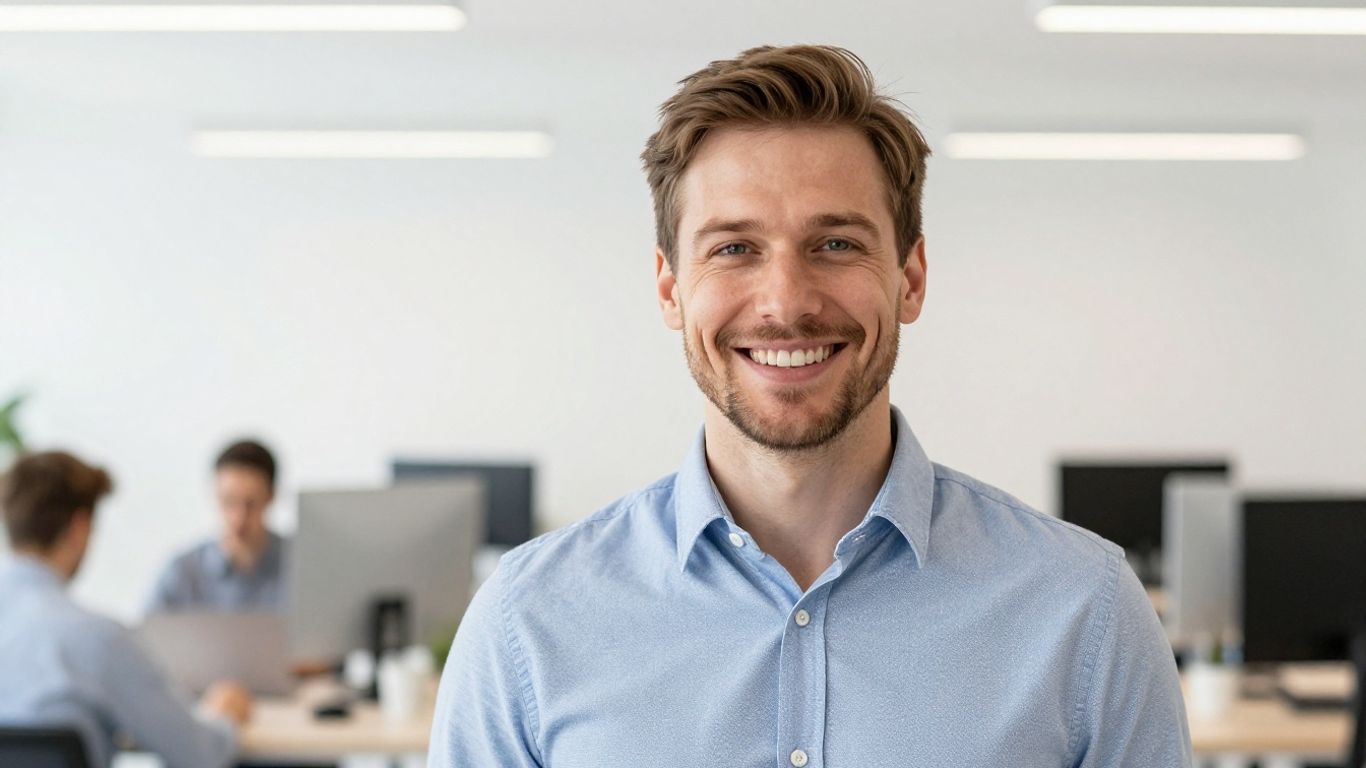 Lächelnde Person im Büro