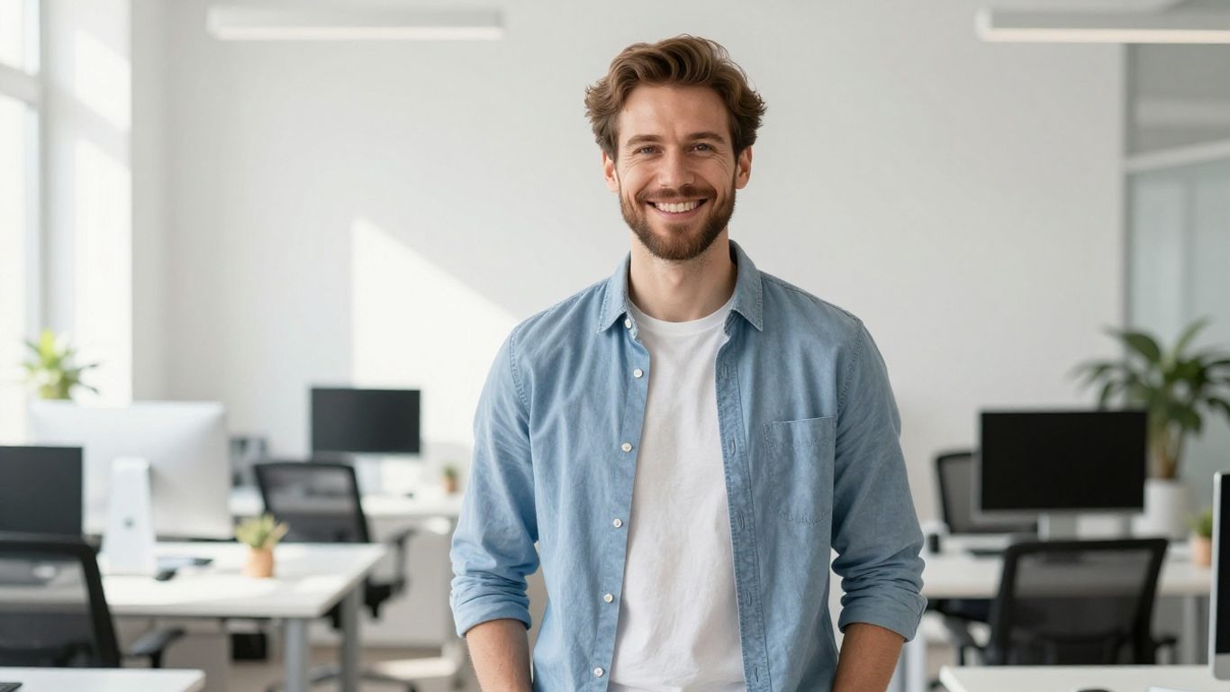 Lächelnde Person im modernen Büro