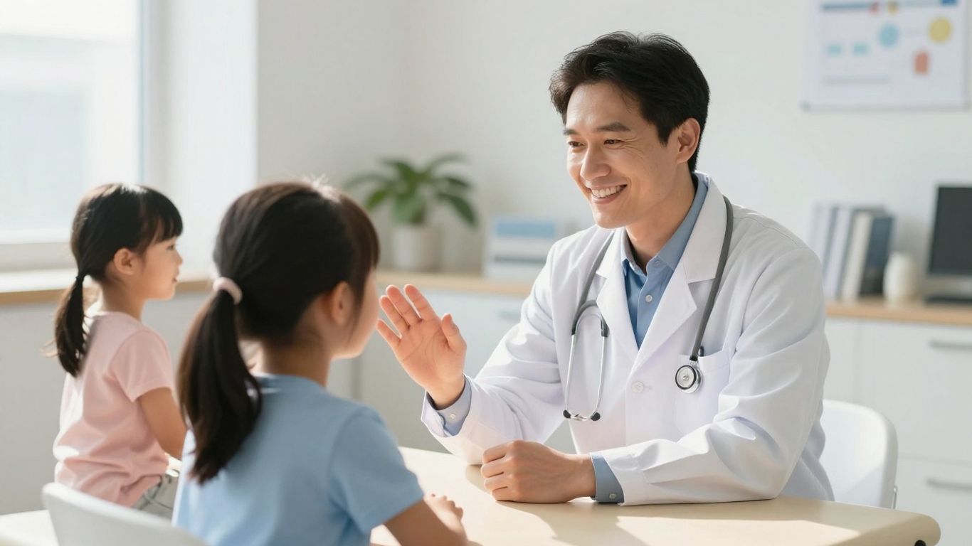 Kind bei Physiotherapieübung mit Arzt