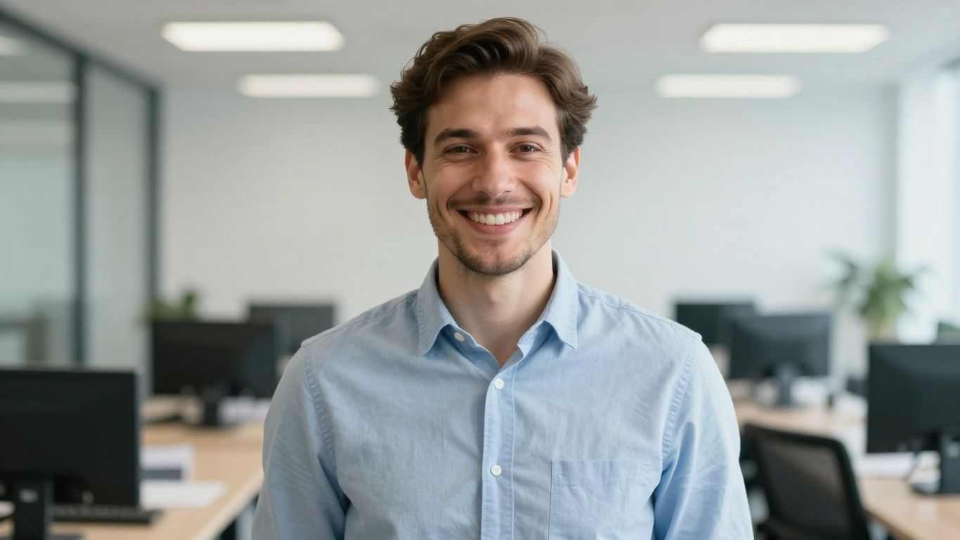 Lächelnde Person im Büro
