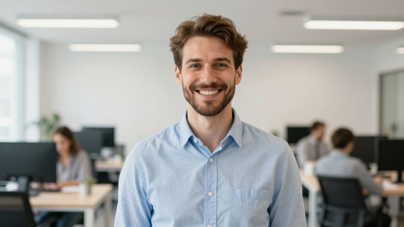 Lächelnde Person im Büro