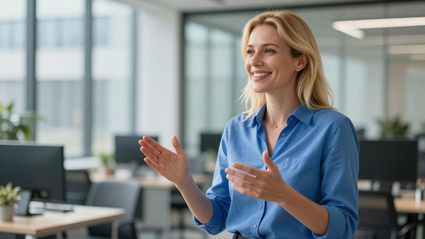 Lächelnde Frau in modernem Büro