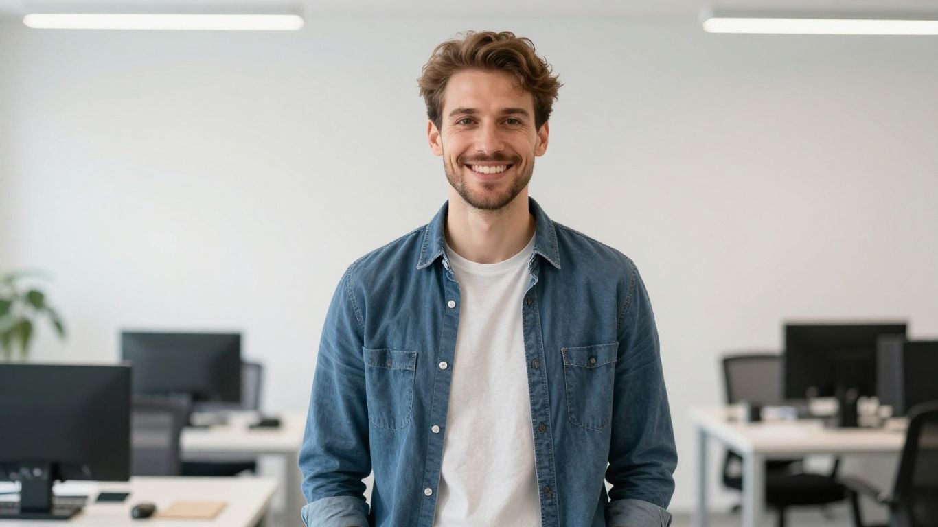 Lächelnde Person im modernen Büro