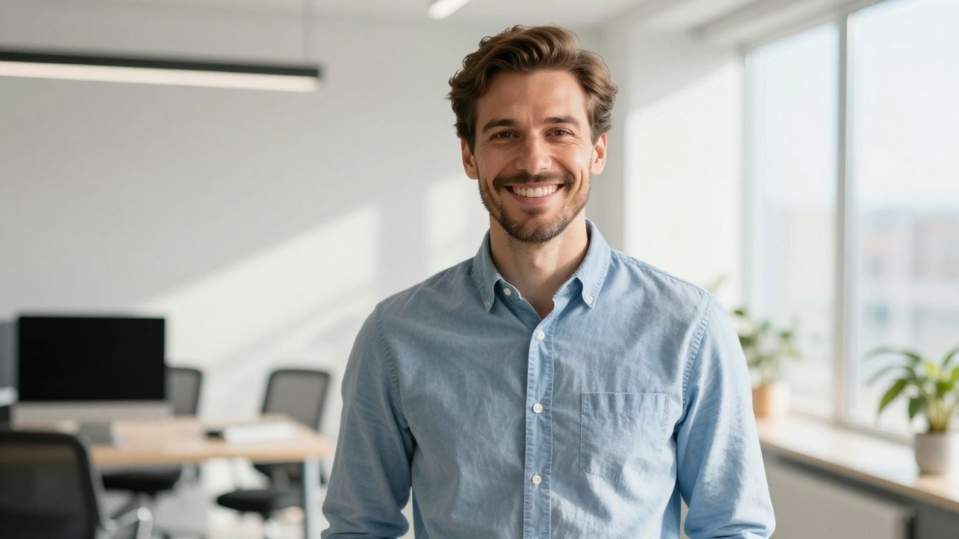 Lachende Person im modernen Büro