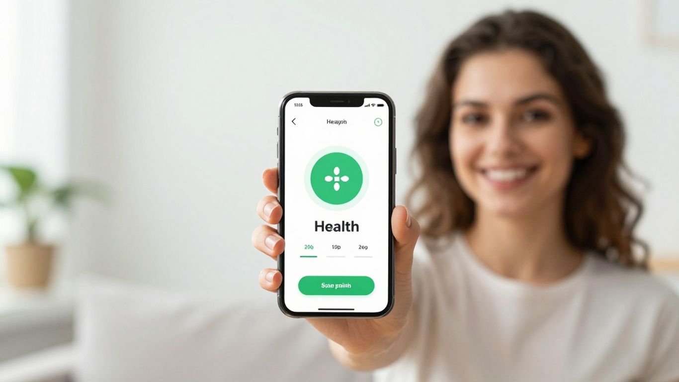Europäer mit Smartphone und Gesundheits-App