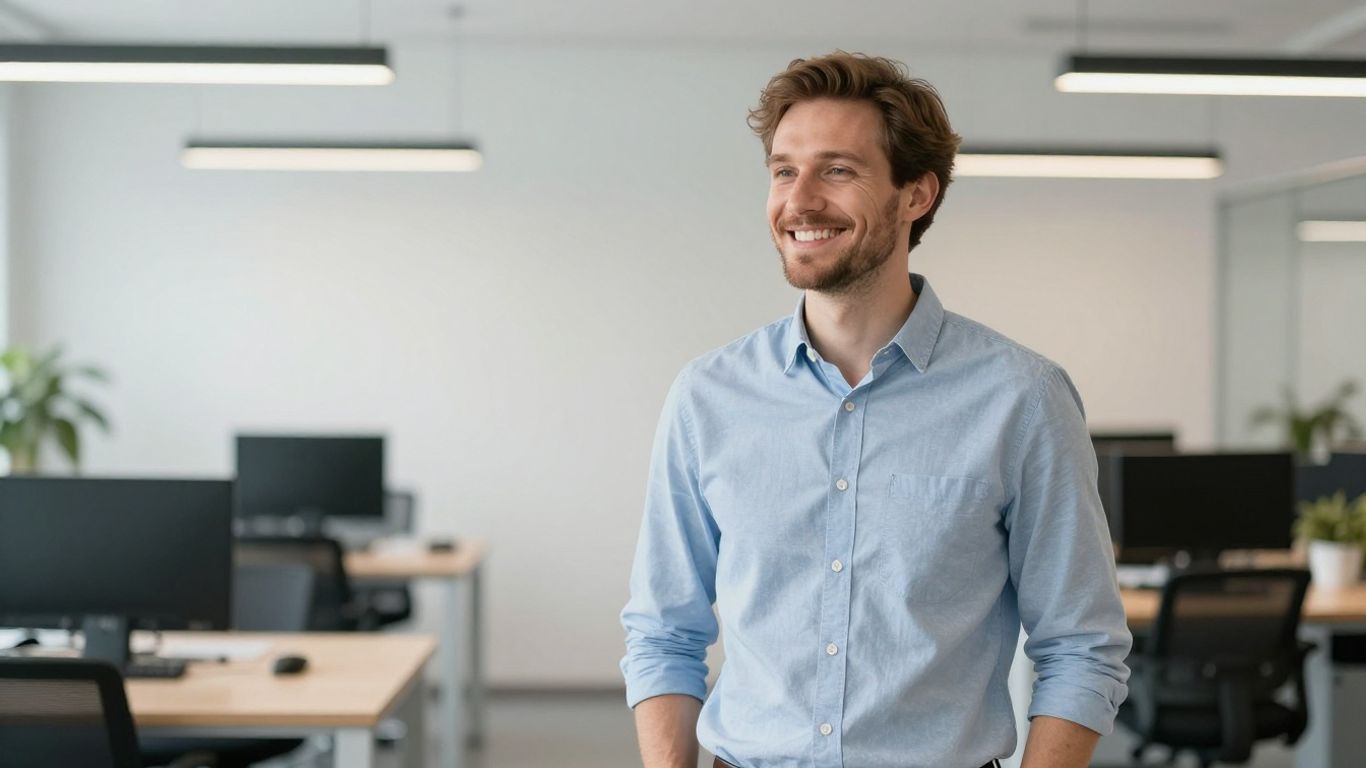 Lächelnde Person im modernen Büro