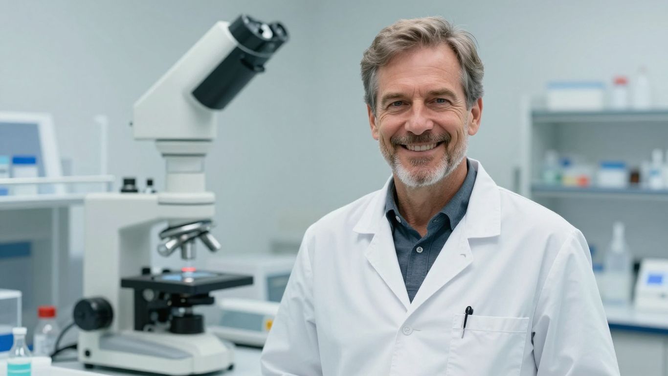 Arzt lächelt im Labor