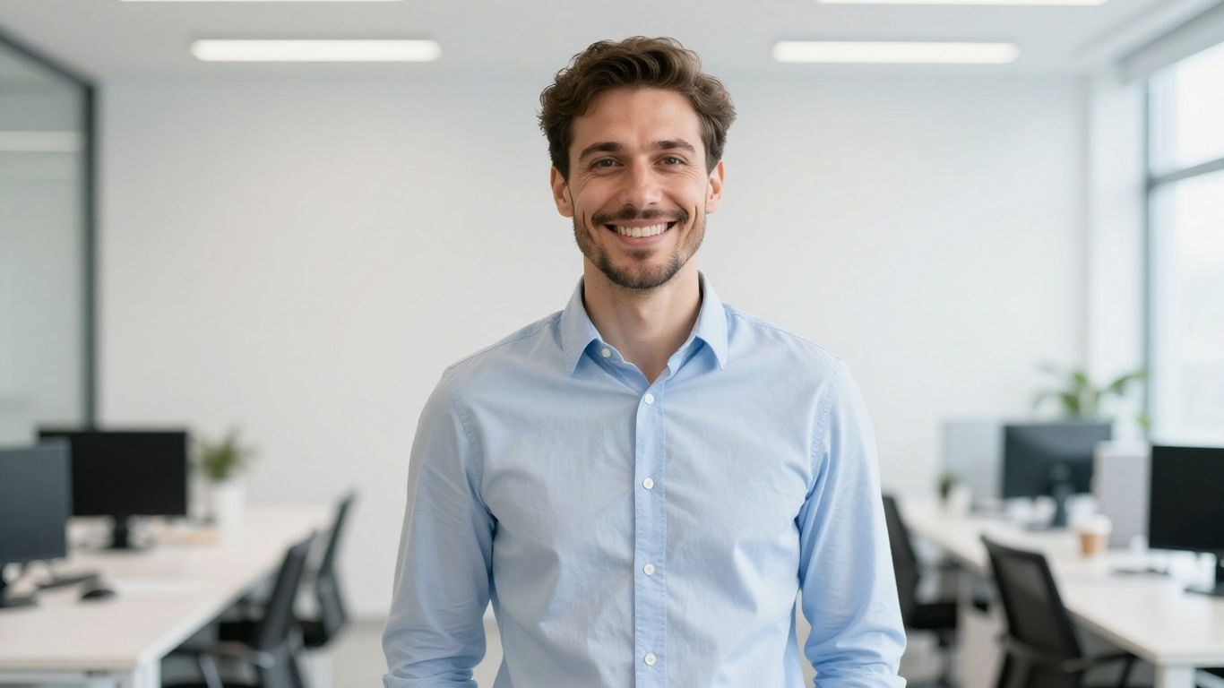 Lächelnde Person im modernen Büro
