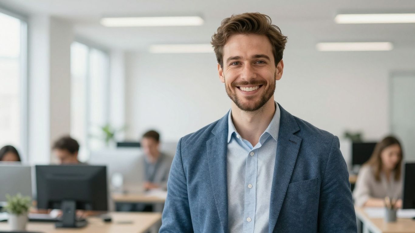 Lächelnde Person im Büro