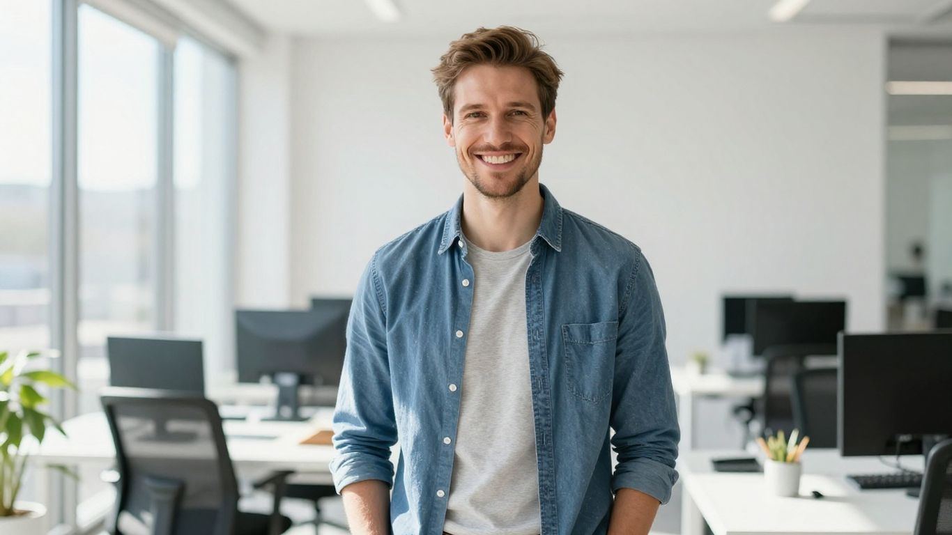 Lächelnde Person im modernen Büro