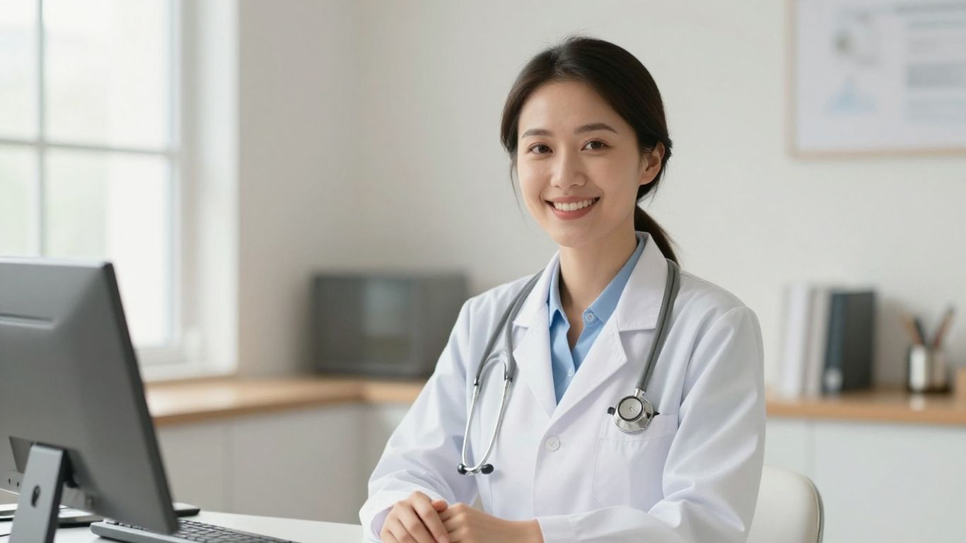 Arzt lächelt in heller Umgebung, psychische Gesundheit