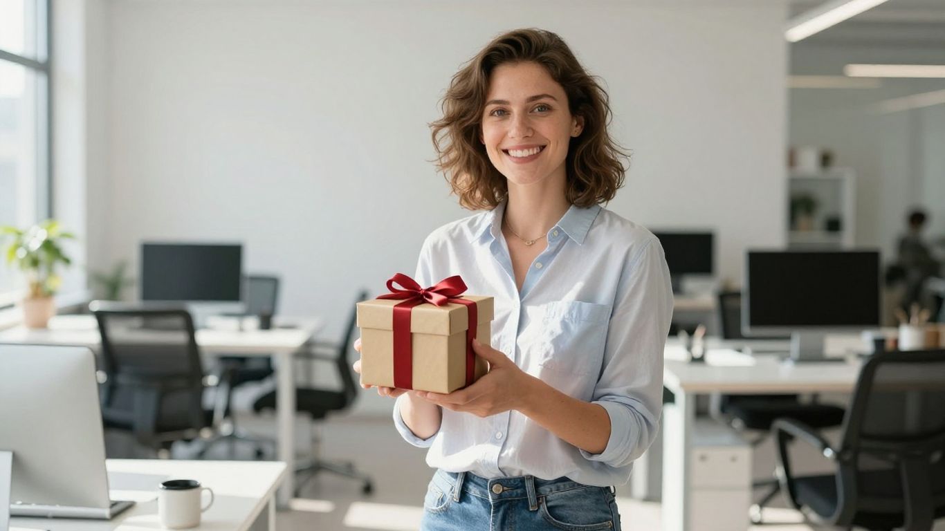 Glückliche Person mit Bonus-Geschenk